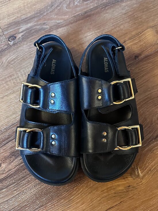 ALOHAS Shoes - Alohas Maui Black Leather Sandal